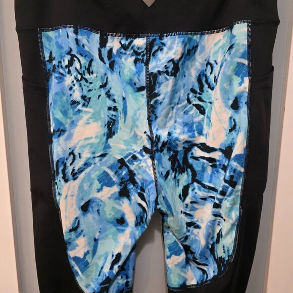 LuLaRoe Blue Black Yoga Pants Women’s 1X High Rise Stretch Activewear - Picture 7 of 8